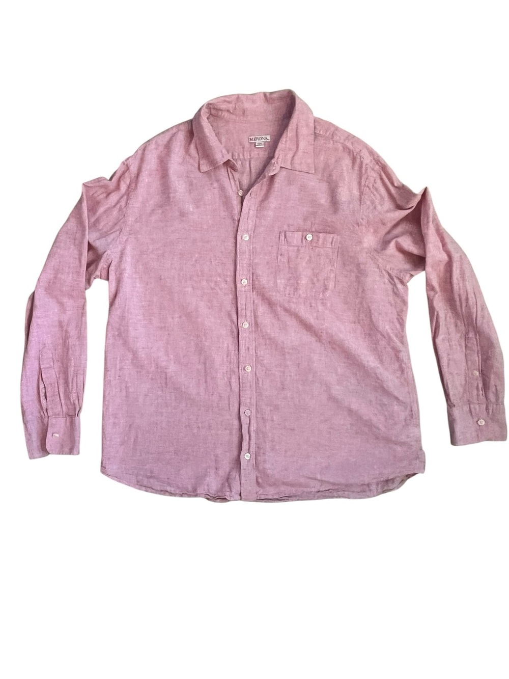 Preppy Classic Linen Blend Button Down Shirt Mauve Pink Coastal Vacation Resort